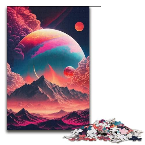 Buntes Puzzle mit Planeten und Bergen, 1000 Teile, für Erwachsene, Heimkunstdekor, für Teenager ab 14 Jahren, Größe 38 x 26 cm Buntes Puzzle mit Planeten und Bergen, 1000 Teile, für Erwachsene, Heimkunstdekor, für Teenager ab 14 Jahren, Größe 38 x 26 cm von LLONGKT