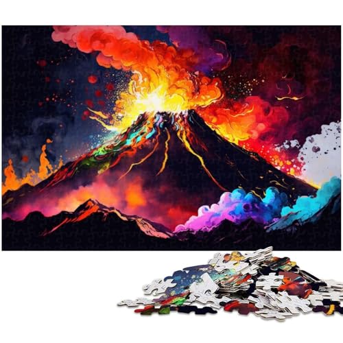 Buntes Vulkan-Puzzle, 1000 Teile, für Erwachsene, anspruchsvolles, schwieriges Puzzle, Weihnachtspuzzle, Geschenke, Größe 50 x 75 cm von LLONGKT