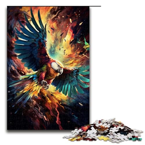 Buntes psychedelisches Papageien-Puzzlespiel, 1000 Teile, Puzzle für Erwachsene, Kunstwerk für Teenager ab 14 Jahren (Größe 50 x 75 cm) von LLONGKT
