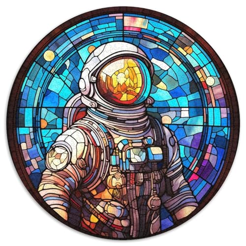 Buntglas-Astronauten-Puzzle für Erwachsene, 1000 Teile, pädagogisches Denkspiel für Erwachsene, künstlerische Heim- und Bürodekoration, ab 14 Jahren (67,5 x 67,5 cm) von LLONGKT
