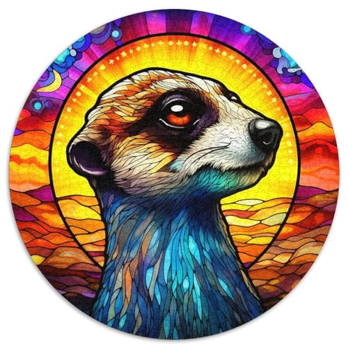Buntglas-Erdmännchen-Puzzle aus Karton für Erwachsene, 1000 Teile, interaktives Familienspiel, Gehirn-Herausforderung, Lernspielzeug (67,5 x 67,5 cm) von LLONGKT
