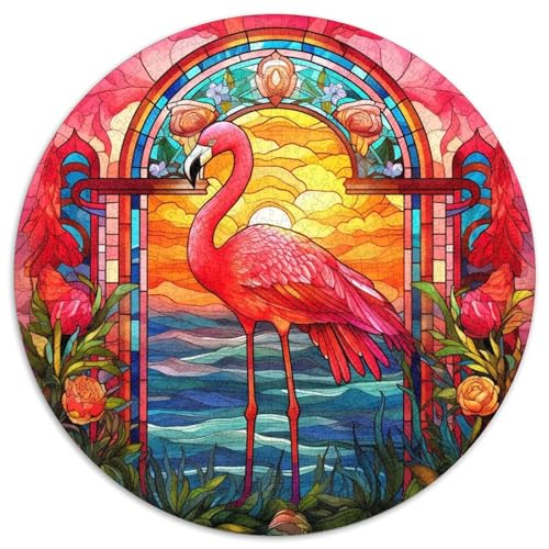 Buntglas-Flamingo-Puzzle für Erwachsene, 1000 Teile, pädagogisches Denkspiel für Erwachsene, künstlerische Heim- und Bürodekoration, ab 14 Jahren (67,5 x 67,5 cm) von LLONGKT