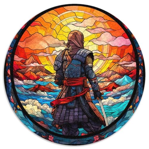 Buntglas-Ninja-Puzzle aus Pappe, rund, 1000 Teile, Spaß für die ganze Familie, Gehirn-Herausforderung, Teenager (67,5 x 67,5 cm) von LLONGKT