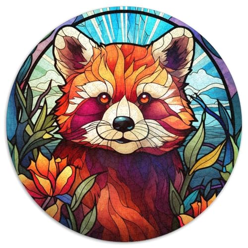 Buntglas-Puzzle mit rotem Panda für Erwachsene, 1000 Teile, pädagogisches Denkspiel für Erwachsene, künstlerische Heim- und Bürodekoration, ab 14 Jahren (67,5 x 67,5 cm) von LLONGKT