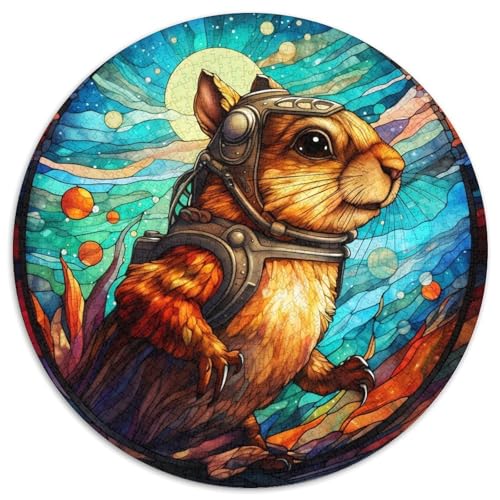 Buntglas-Streifenhörnchen-Puzzle für Erwachsene, 1000 Teile, pädagogisches Denkspiel, künstlerische Heim- und Bürodekoration, ab 14 Jahren (67,5 x 67,5 cm) von LLONGKT