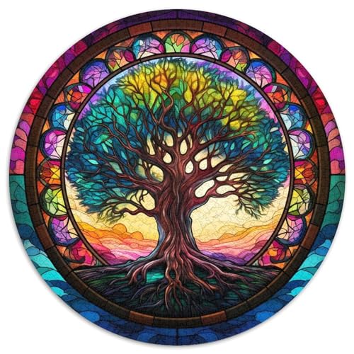 Buntglasbaum-Puzzle für Erwachsene, 1000 Teile, Geburtstagsgeschenkidee für Erwachsene, anspruchsvolles Denkspiel (67,5 x 67,5 cm) von LLONGKT
