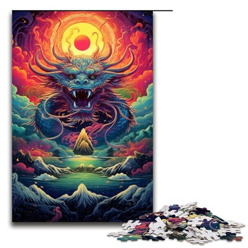 Chinesisches Drachen-Puzzle, 1000 Teile, für Erwachsene, Puzzle, Weihnachtswunschliste mit Weihnachtsmann, Größe 50 x 75 cm von LLONGKT
