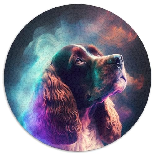 Cocker Spaniel Nebula, runde Puzzles aus Pappe für Erwachsene, 1000-teiliges Denkspiel, Spiel für Erwachsene, interaktive Familienaktivität (Größe 67,5 x 67,5 cm) von LLONGKT