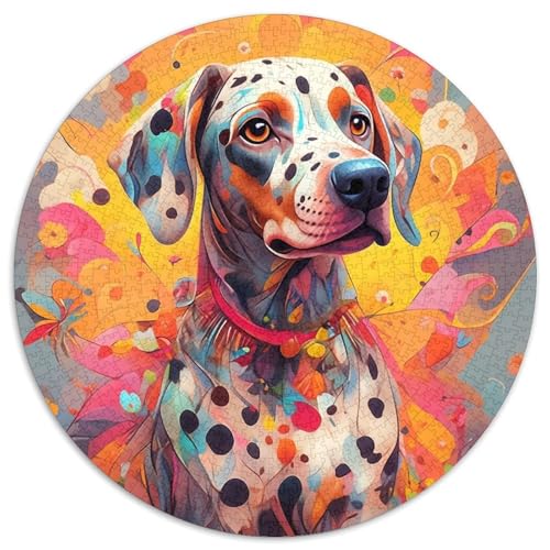 Dalmatiner-Puzzle, rund, 1000 Teile, Papier, für Erwachsene, interaktives Familienspiel, DIY-Heimdekoration, Gehirn-Herausforderung, Geschenk (Größe 67,5 x 67,5 cm) von LLONGKT