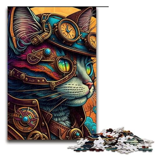 Die Katze im Hut Puzzle 1000 Teile für Erwachsene Puzzle zum Stressabbau für Teenager ab 14 Jahren Größe 50x75cm von LLONGKT