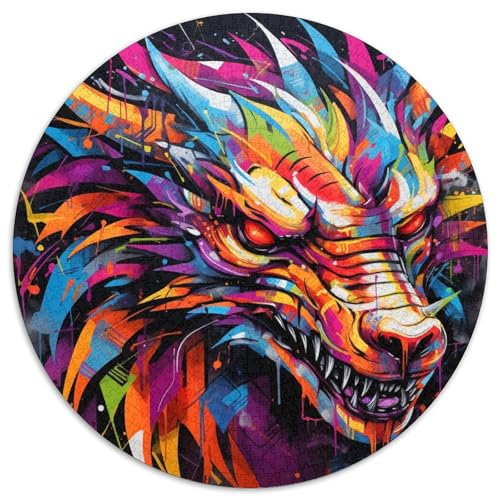 Dinosaurier-Graffiti-Puzzle aus Karton für Erwachsene, 1000 Teile, interaktives Familienspiel, Gehirn-Herausforderung, Lernspielzeug (67,5 x 67,5 cm) von LLONGKT