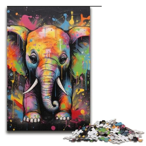 Elefanten-Graffiti-Malpuzzle für Erwachsene, 1000-teiliges Familienpuzzle, herausforderndes Puzzlespiel und Familienspiel, Größe 38 x 26 cm Elefanten-Graffiti-Malpuzzle für Erwachsene, 1000-teiliges Familienpuzzle, herausforderndes Puzzlespiel und Familienspiel, Größe 38 x 26 cm von LLONGKT