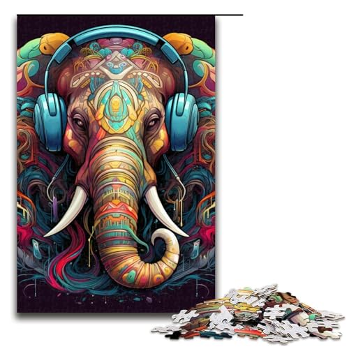 Elefanten-Puzzle, 1000 Teile, Puzzle für Erwachsene, Kunstwerk für Teenager ab 14 Jahren, Größe 50 x 75 cm von LLONGKT
