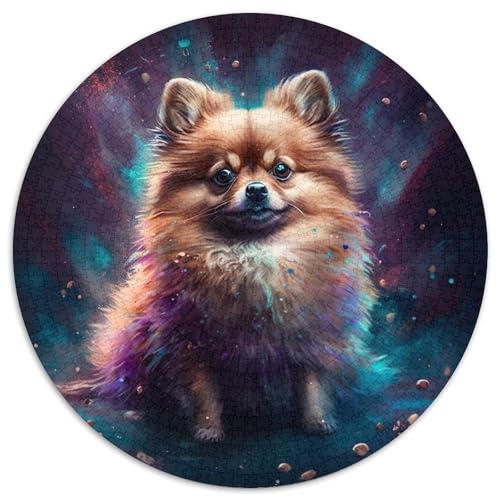 Fantasy Pomeranian Papp-Rundpuzzle, 1000 Teile, Puzzle für Erwachsene, interaktives Familienspiel, Denksportaufgabe, Lernspielzeug (Größe 67,5 x 67,5 cm) von LLONGKT