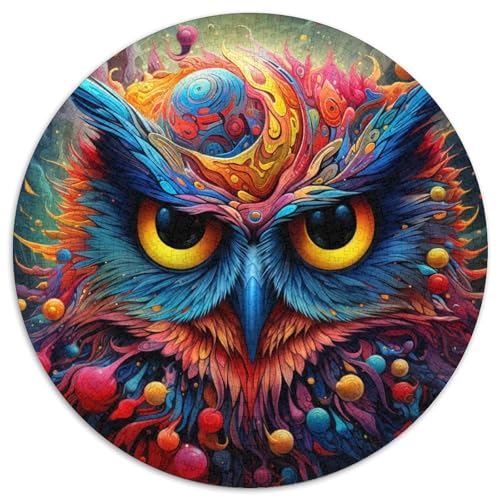Farbiges Eulen-Puzzle für Erwachsene, 1000 Teile, pädagogisches Denkspiel für Erwachsene, künstlerische Heim- und Bürodekoration, ab 14 Jahren (67,5 x 67,5 cm) von LLONGKT