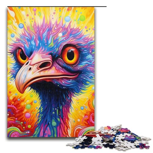 Farbiges Straußenpuzzle, 1000 Teile, Puzzle für Erwachsene, Lernspiele, helfen dem Gehirn, süchtig machendes Spielzeug zur Förderung der Geduld, Größe 50 x 75 cm von LLONGKT