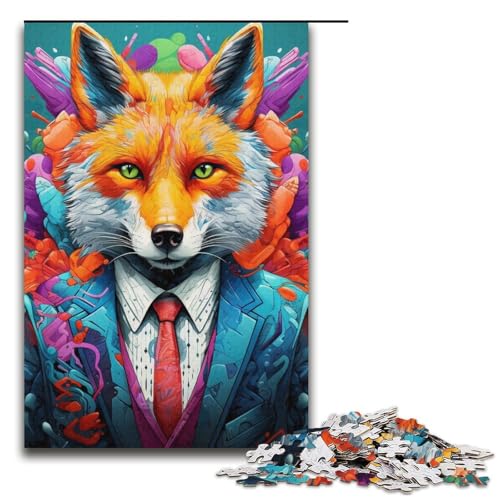 Fuchs im Anzug Puzzle 1000 Teile Puzzles für Erwachsene Lernspiele Eltern-Kind-Interaktion Größe 38x26cm von LLONGKT