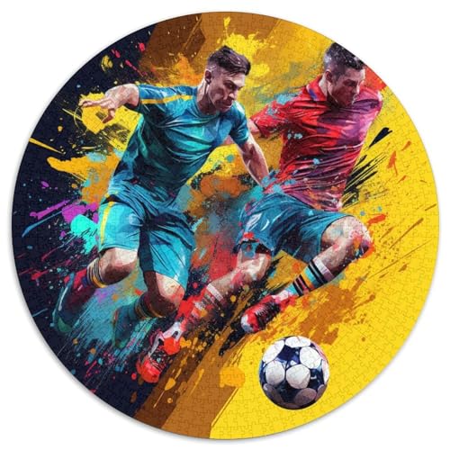 Fußball-Sport-Puzzles aus Papier, rund, 1000 Puzzles für Erwachsene, für Feiertage, Geburtstage und Spieleabende mit der Familie (67,5 x 67,5 cm) von LLONGKT