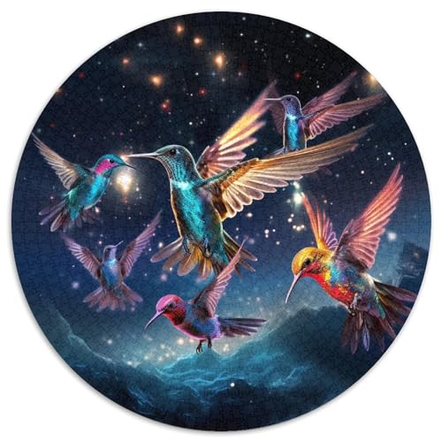 Galaktischer Kolibri, runde Puzzles aus Pappe für Erwachsene, 1000-teiliges Denkspiel, Spiel für Erwachsene, interaktive Familienaktivität (Größe 67,5 x 67,5 cm) von LLONGKT