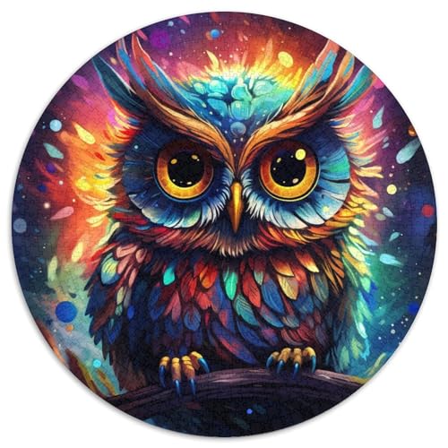 Galaxy Owl Papier-Rundpuzzle für Erwachsene, 1000-teiliges Denkspiel für Teenager und Familieninteraktion (Größe 67,5 x 67,5 cm) von LLONGKT
