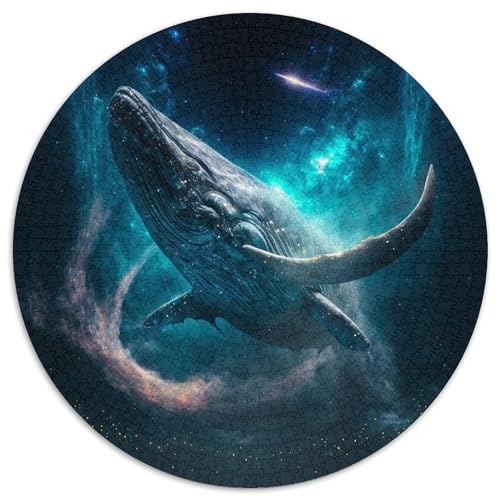 Galaxy Whale Rundes Puzzle aus Karton, 1000 Teile, Puzzle für Erwachsene, interaktives Familienspiel, Denksportaufgabe, Lernspielzeug (Größe 67,5 x 67,5 cm) von LLONGKT
