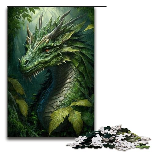 Grüner Dschungeldrache Puzzle 1000 Teile für Erwachsene, Heimkunstdekor für Teenager ab 14 Jahren, Größe 50 x 75 cm von LLONGKT