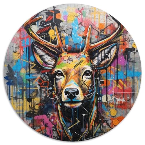 Hirsch-Graffiti-Puzzle für Erwachsene, 1000 Teile, pädagogisches Denkspiel für Erwachsene, künstlerische Heim- und Bürodekoration, ab 14 Jahren (67,5 x 67,5 cm) von LLONGKT