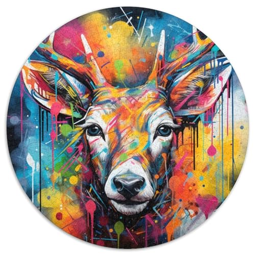Hirsch-Graffiti-Puzzle für Erwachsene, 1000 Teile, pädagogisches Denkspiel für Erwachsene, künstlerische Heim- und Bürodekoration, ab 14 Jahren (67,5 x 67,5 cm) von LLONGKT