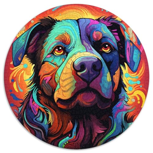 Hunde-Papier-Puzzle, rund, 1000 Teile, herausforderndes DIY-Denkspiel, perfektes Familienspiel oder dekoratives Geschenk (67,5 x 67,5 cm) von LLONGKT