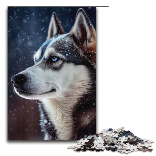 Husky-Hund-Puzzle mit 1000 Teilen für Erwachsene, anspruchsvolles Spielpuzzle, gutes Geschenk für Teenager ab 14 Jahren, Größe 38 x 26 cm von LLONGKT