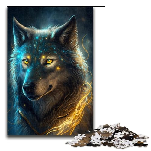 Jigsaw Black Wolf Puzzle 1000 Teile für Erwachsene, Holzpuzzle für Erwachsene, Lernspiel (Größe 50 x 75 cm) von LLONGKT