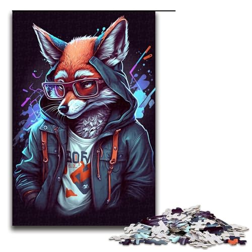 Jigsaw Fox Boxer Puzzle 1000 Teile für Erwachsene, Holzpuzzle für Erwachsene, Lernspiel (Größe 50 x 75 cm) von LLONGKT