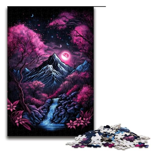Kirschblüten-Berg-Puzzle, 1000 Teile, Puzzle für Erwachsene, Stressabbau, geeignet für Jugendliche ab 14 Jahren, Größe 50 x 75 cm von LLONGKT