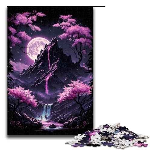 Kirschblüten-Berg-Puzzle 1000 Teile für Erwachsene, Puzzle Weihnachtswunschliste mit Weihnachtsmann, Größe 50 x 75 cm von LLONGKT