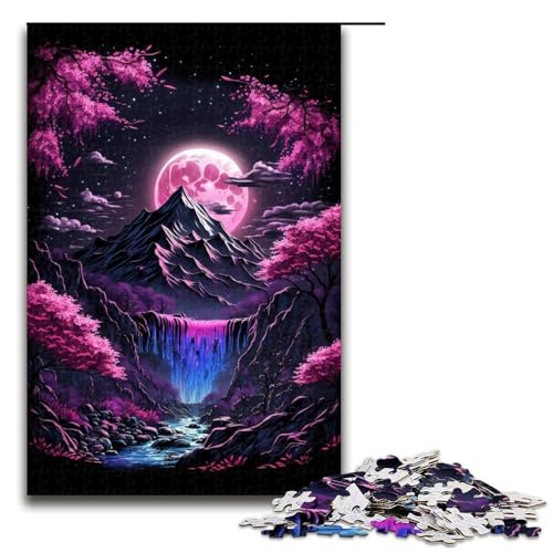 Kirschblüten-Berg-Puzzle 1000 Teile für Erwachsene, Puzzle Weihnachtswunschliste mit Weihnachtsmann, Größe 50 x 75 cm von LLONGKT