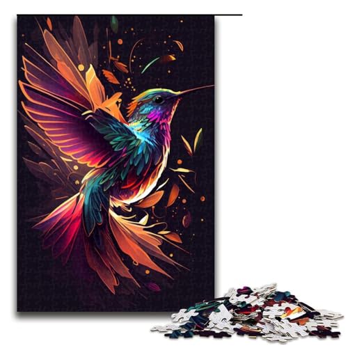 Kolibri-Farbpuzzle, 1000 Teile, für Erwachsene, Lernspiele, Staycation, Zeitvertreib, für Teenager ab 14 Jahren, Größe 50 x 75 cm von LLONGKT