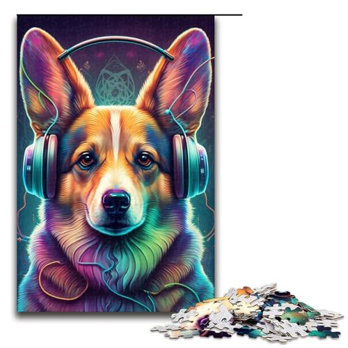 Kopfhörer-Corgi-Puzzlespiel, 1000-teiliges Puzzle für Erwachsene, einzigartiges Geburtstags-Puzzle, Größe 50 x 75 cm Kopfhörer-Corgi-Puzzlespiel, 1000-teiliges Puzzle für Erwachsene, einzigartiges Geburtstags-Puzzle, Größe 50 x 75 cm von LLONGKT