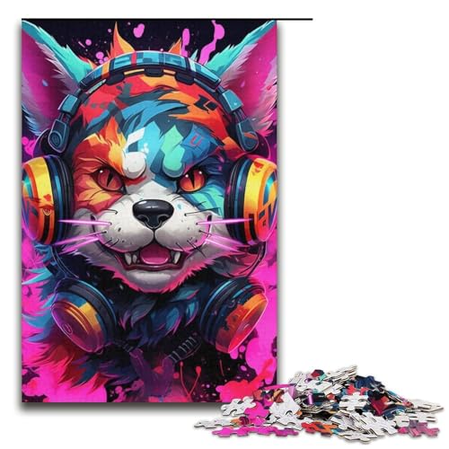 Kopfhörer-Hund-Puzzle-Spielzeug für Erwachsene, 1000 Teile, Puzzle, Lernspiel für Geburtstag, Weihnachten, für Jugendliche ab 14 Jahren, Größe 38 x 26 cm Kopfhörer-Hund-Puzzle-Spielzeug für Erwachsene, 1000 Teile, Puzzle, Lernspiel für Geburtstag, Weihnachten, für Jugendliche ab 14 Jahren, Größe 38 x 26 cm von LLONGKT