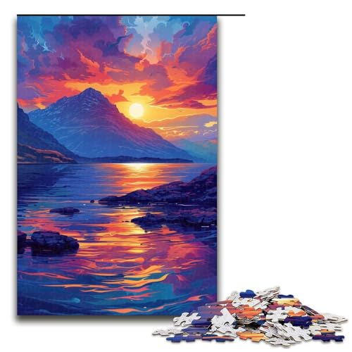 Lernpuzzle „Berge bei Sonnenuntergang“, 1000 Teile, Puzzle für Erwachsene, Familienspiel, Geburtstagsgeschenk, Geschenke (Größe 50 x 75 cm) von LLONGKT