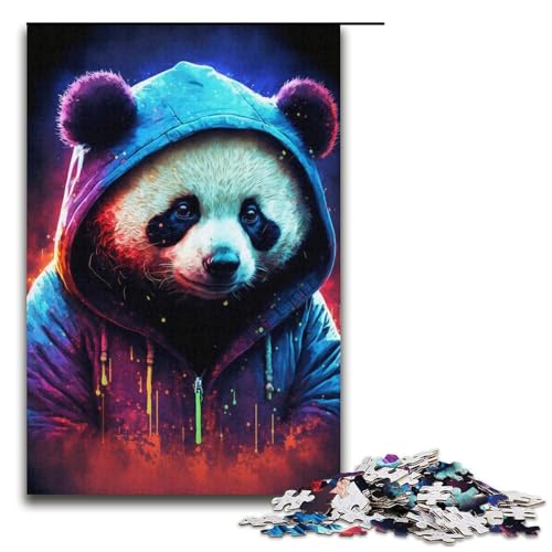 Lernpuzzle Panda im Pullover, 1000 Teile, Puzzle für Erwachsene, Familienspiel, Geburtstagsgeschenk, Geschenke (Größe 38 x 26 cm) von LLONGKT