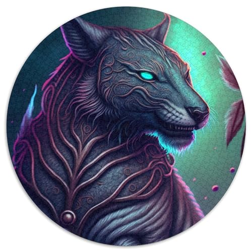 Lynx Runde Puzzles aus Pappe für Erwachsene, 1000-teiliges Denkspiel, Spiel für Erwachsene, interaktive Familienaktivität (Größe 67,5 x 67,5 cm) von LLONGKT