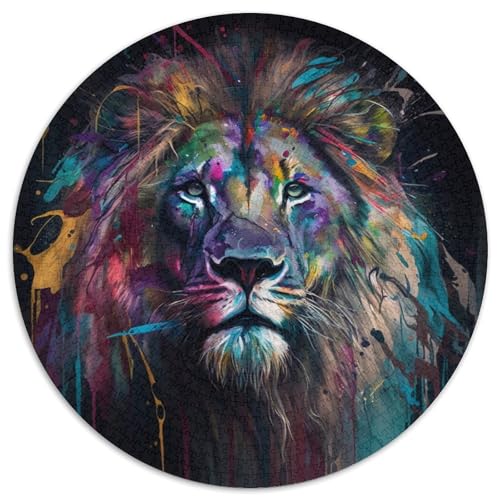 Magischer Löwe, rundes Puzzle mit 1000 Teilen für Erwachsene, Heimdekoration, Denkspiel für Teenager und Familieninteraktion (Größe 67,5 x 67,5 cm) von LLONGKT