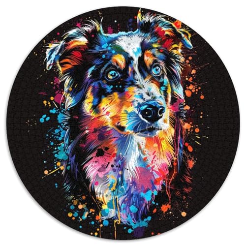 Miniatur-Amerikanischer Schäferhund, Unmögliches Puzzle für Erwachsene, Puzzles für Erwachsene 1000, Weihnachten, Halloween, Ostern, Neujahr (Größe 67,5 x 67,5 cm) von LLONGKT