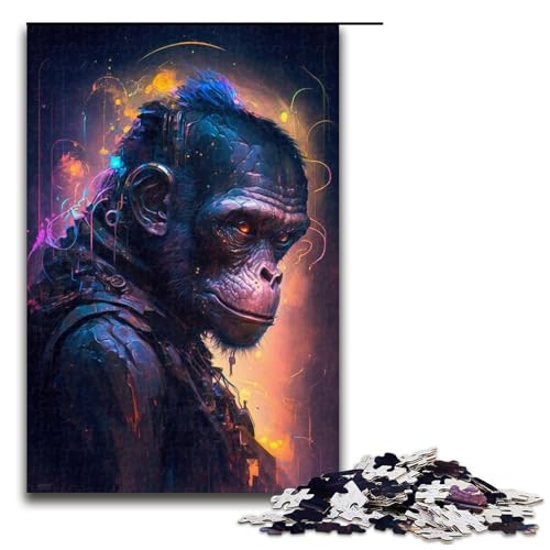 Neon-Gorilla-Puzzle, 1000 Teile, für Erwachsene, Heimkunst-Dekoration für Teenager ab 14 Jahren, Größe 50 x 75 cm Neon-Gorilla-Puzzle, 1000 Teile, für Erwachsene, Heimkunst-Dekoration für Teenager ab 14 Jahren, Größe 50 x 75 cm von LLONGKT