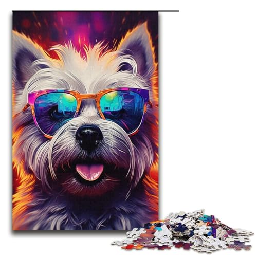 Neonbrille-Hund-Puzzle-Spielzeug für Erwachsene, 1000 Teile, Puzzle, Lernspiel für Geburtstag, Weihnachten, für Jugendliche ab 14 Jahren, Größe 38 x 26 cm Neonbrille-Hund-Puzzle-Spielzeug für Erwachsene, 1000 Teile, Puzzle, Lernspiel für Geburtstag, Weihnachten, für Jugendliche ab 14 Jahren, Größe 38 x 26 cm von LLONGKT