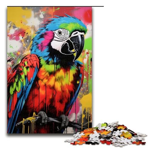Papageien-Graffiti-Malerei-Puzzle 1000 Teile für Erwachsene, Puzzle zum Stressabbau für Teenager ab 14 Jahren, Größe 50 x 75 cm von LLONGKT