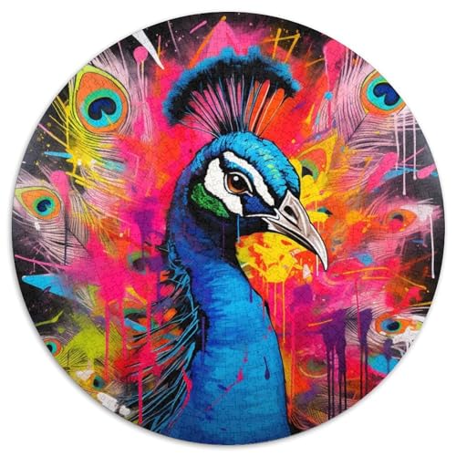 Pfauen-Graffiti-Malpuzzle für Erwachsene, 1000 Teile, pädagogisches Denkspiel, künstlerische Heim- und Bürodekoration, ab 14 Jahren (67,5 x 67,5 cm) von LLONGKT