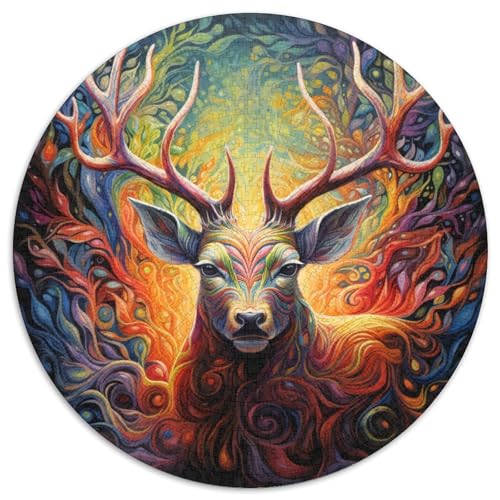 Psychedelische Kunstpuzzles mit Hirschen für Erwachsene, 1000 Teile, pädagogisches Denkspiel für Erwachsene, künstlerische Heim- und Bürodekoration, ab 14 Jahren (67,5 x 67,5 cm) von LLONGKT
