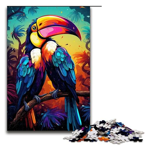 Puzzle, Malen, Buntes Tukan-Puzzle, 1000 Teile, für Erwachsene, praktisches Spiel, Weihnachtspuzzle, Geschenke für Teenager ab 14 Jahren (Größe 50 x 75 cm) von LLONGKT