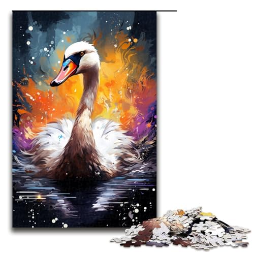 Puzzle, farbenfrohes Fantasie-Schwan-Puzzle, 1000 Teile, für Erwachsene, praktisches Spiel, Weihnachtspuzzle, Geschenke für Teenager ab 14 Jahren (Größe 50 x 75 cm) von LLONGKT